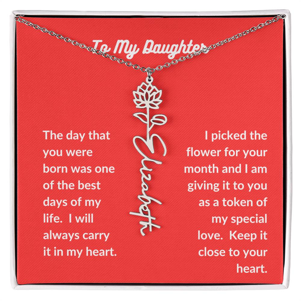 To my Daughter Flower Name Necklace - All Months