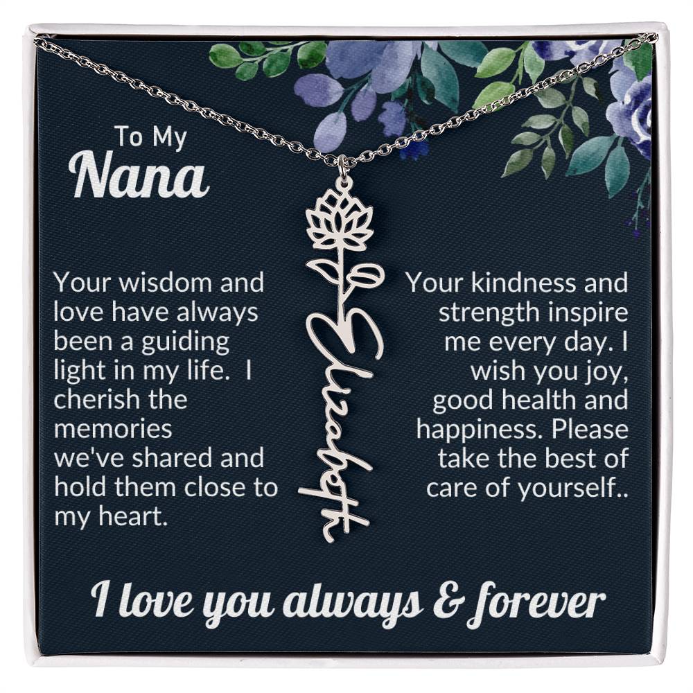 Personalized Flower Name Necklace For Nana