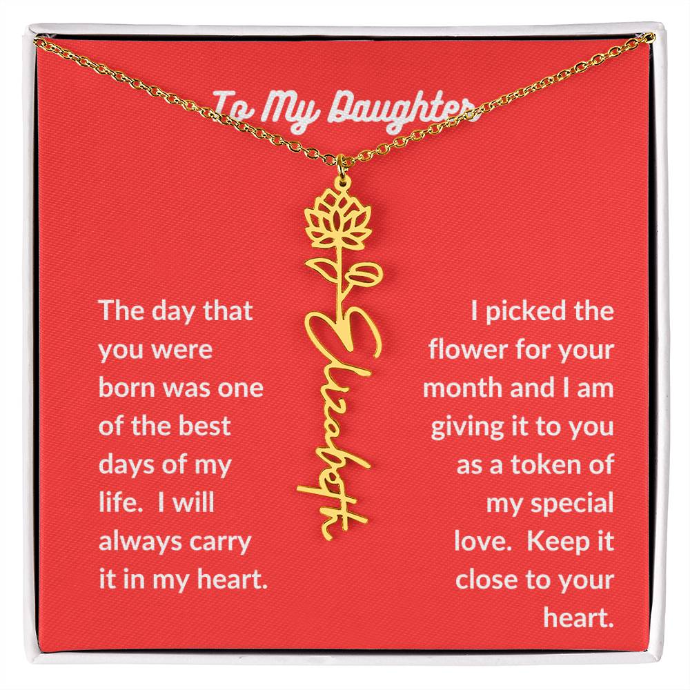 To my Daughter Flower Name Necklace - All Months