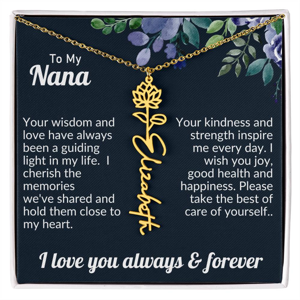 Personalized Flower Name Necklace For Nana