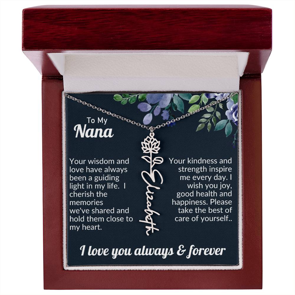 Personalized Flower Name Necklace For Nana