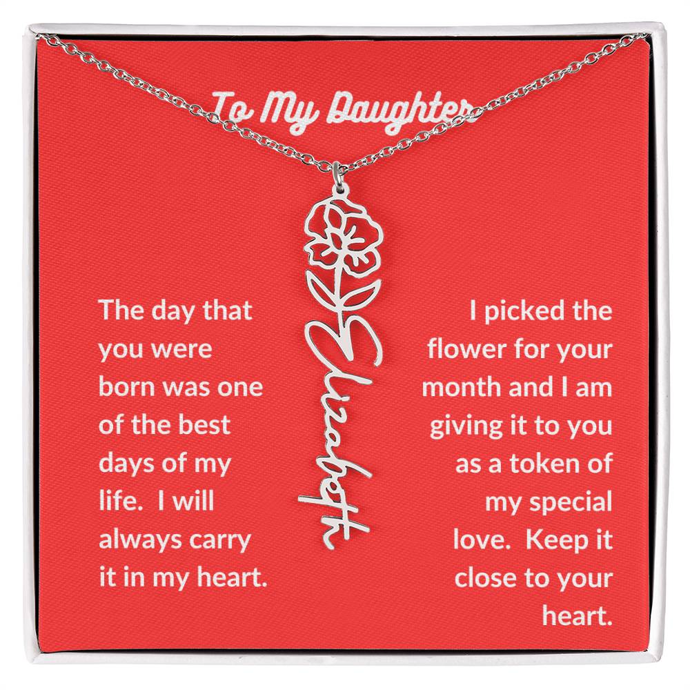 To my Daughter Flower Name Necklace - All Months