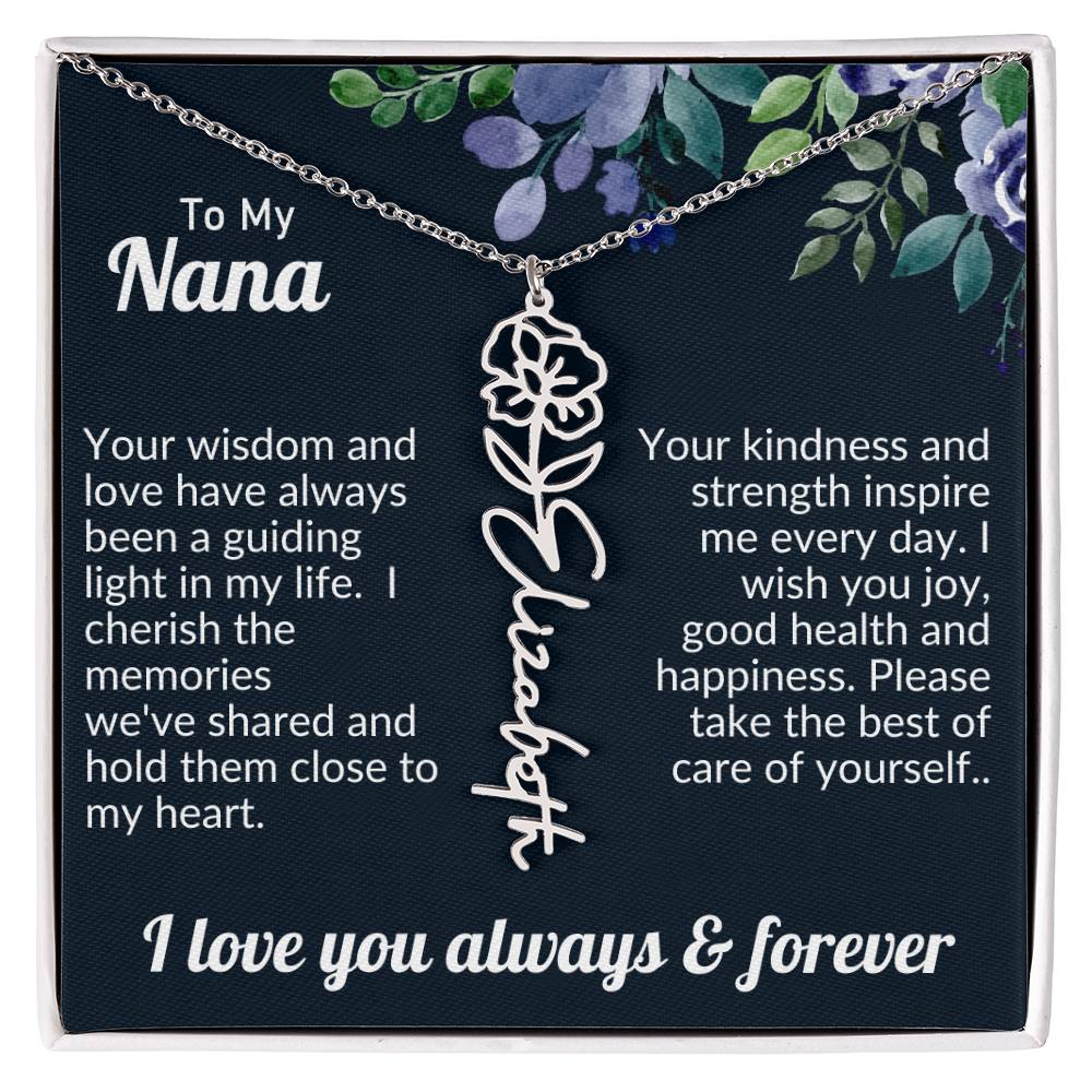 Personalized Flower Name Necklace For Nana