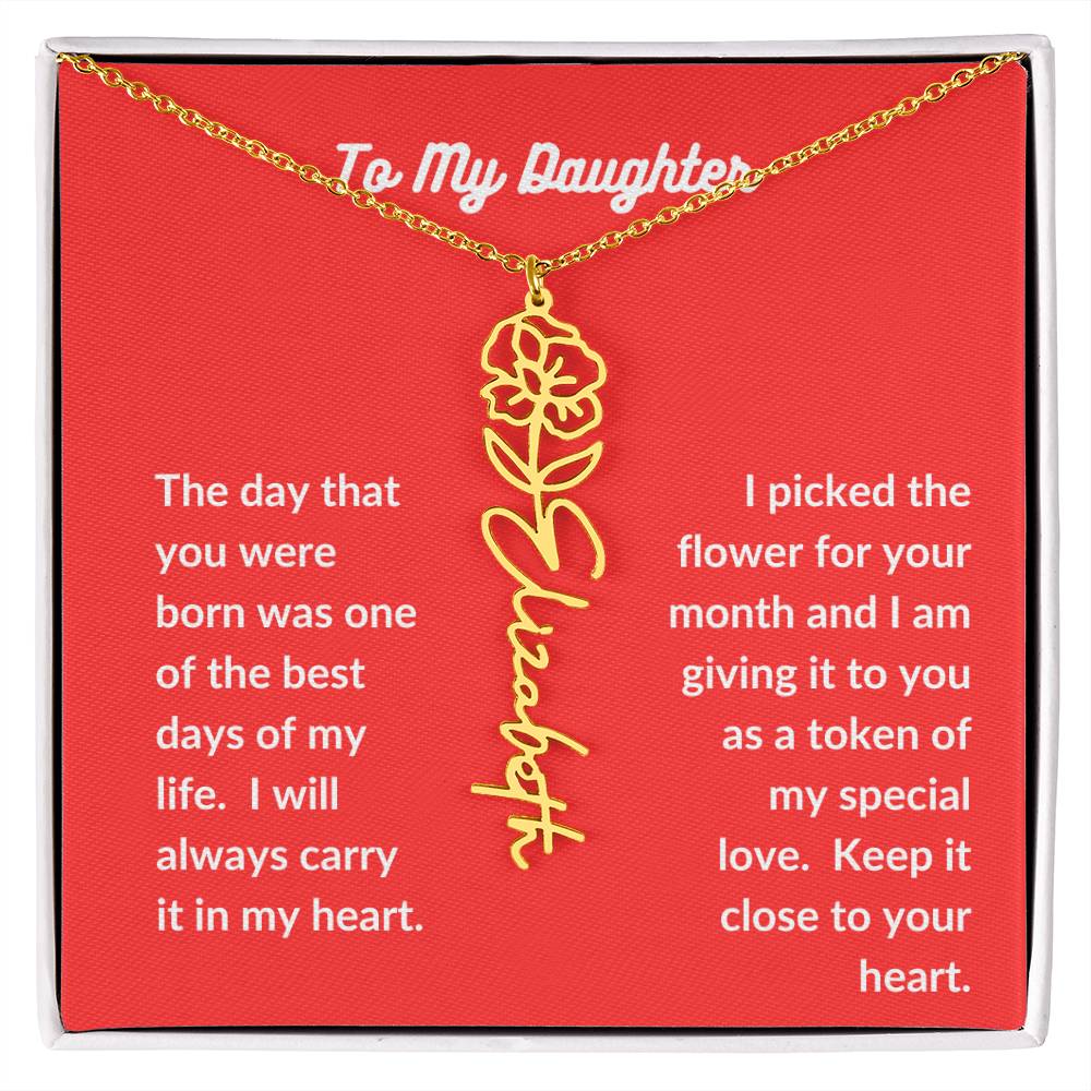 To my Daughter Flower Name Necklace - All Months