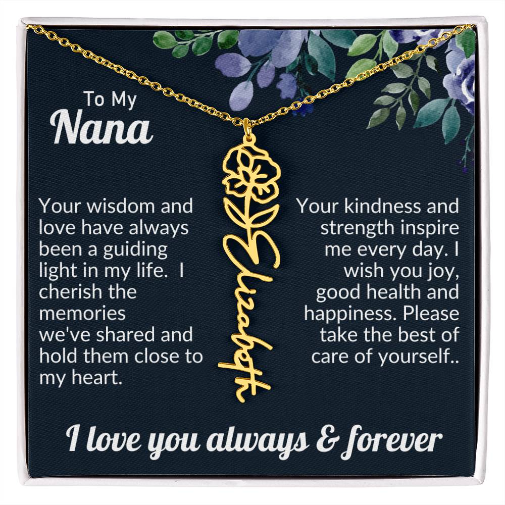 Personalized Flower Name Necklace For Nana