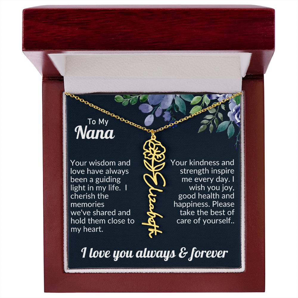 Personalized Flower Name Necklace For Nana