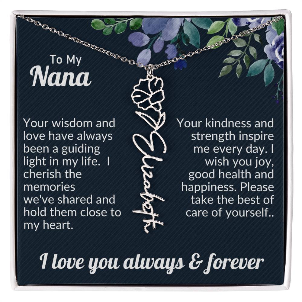 Personalized Flower Name Necklace For Nana