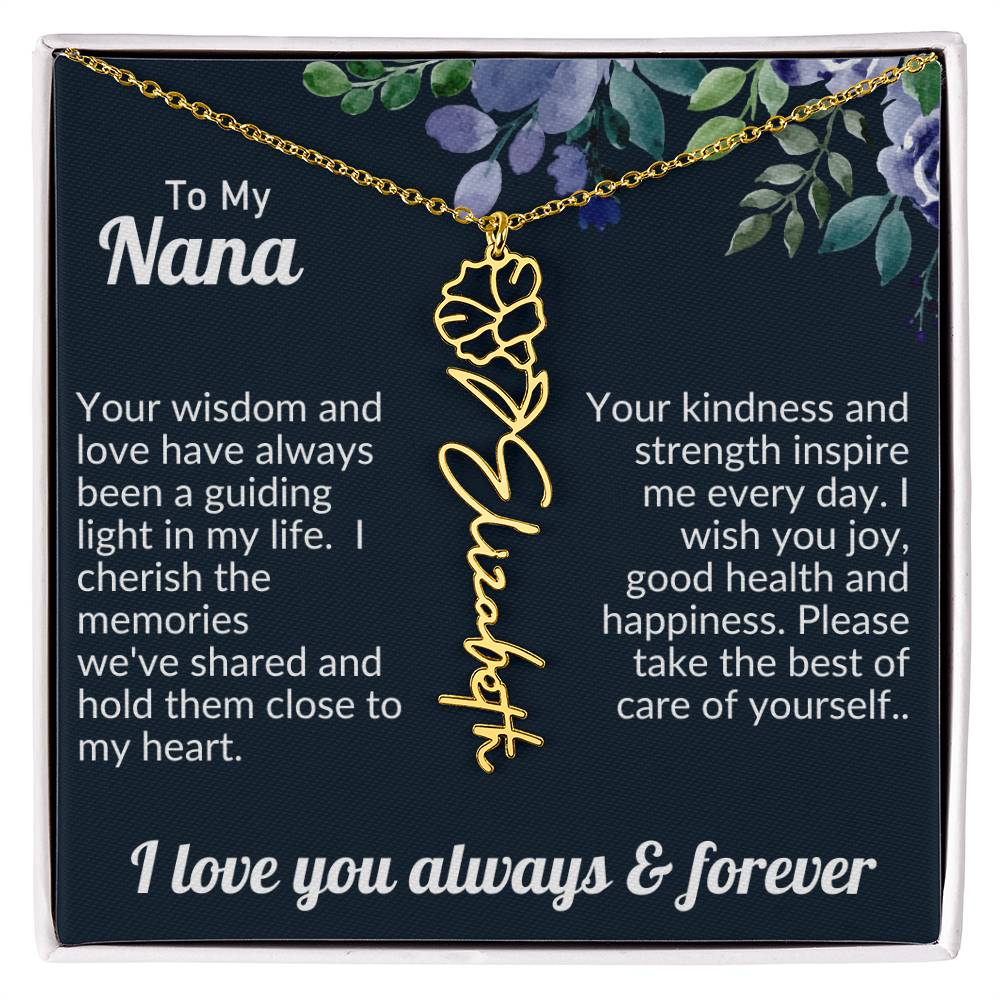 Personalized Flower Name Necklace For Nana