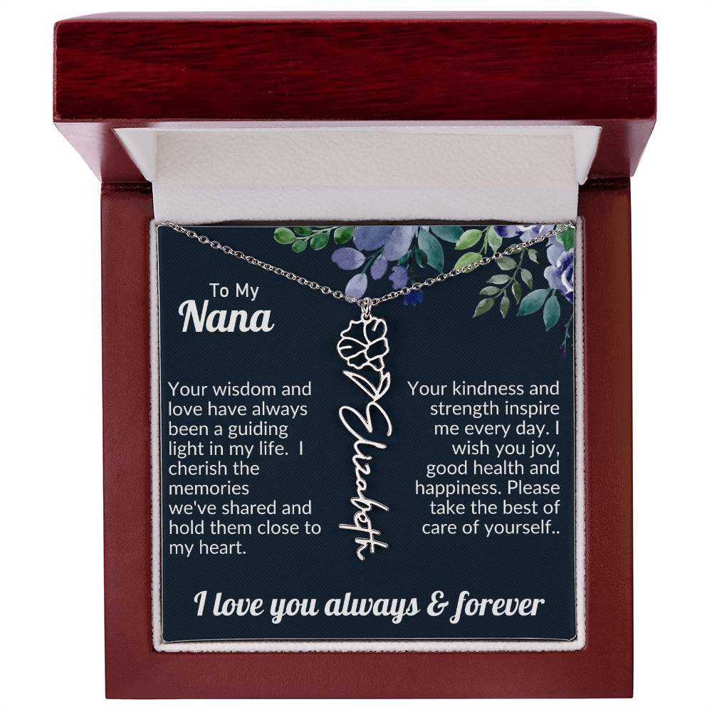 Personalized Flower Name Necklace For Nana