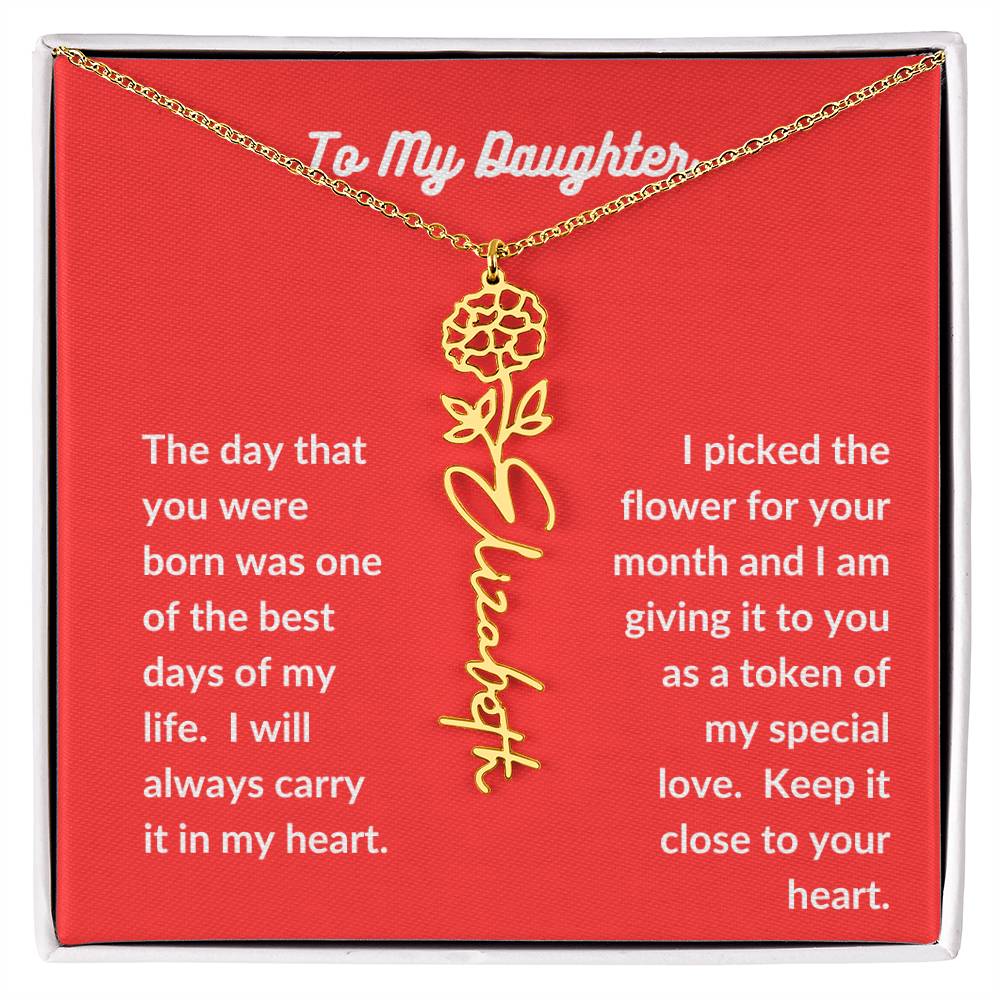 To my Daughter Flower Name Necklace - All Months