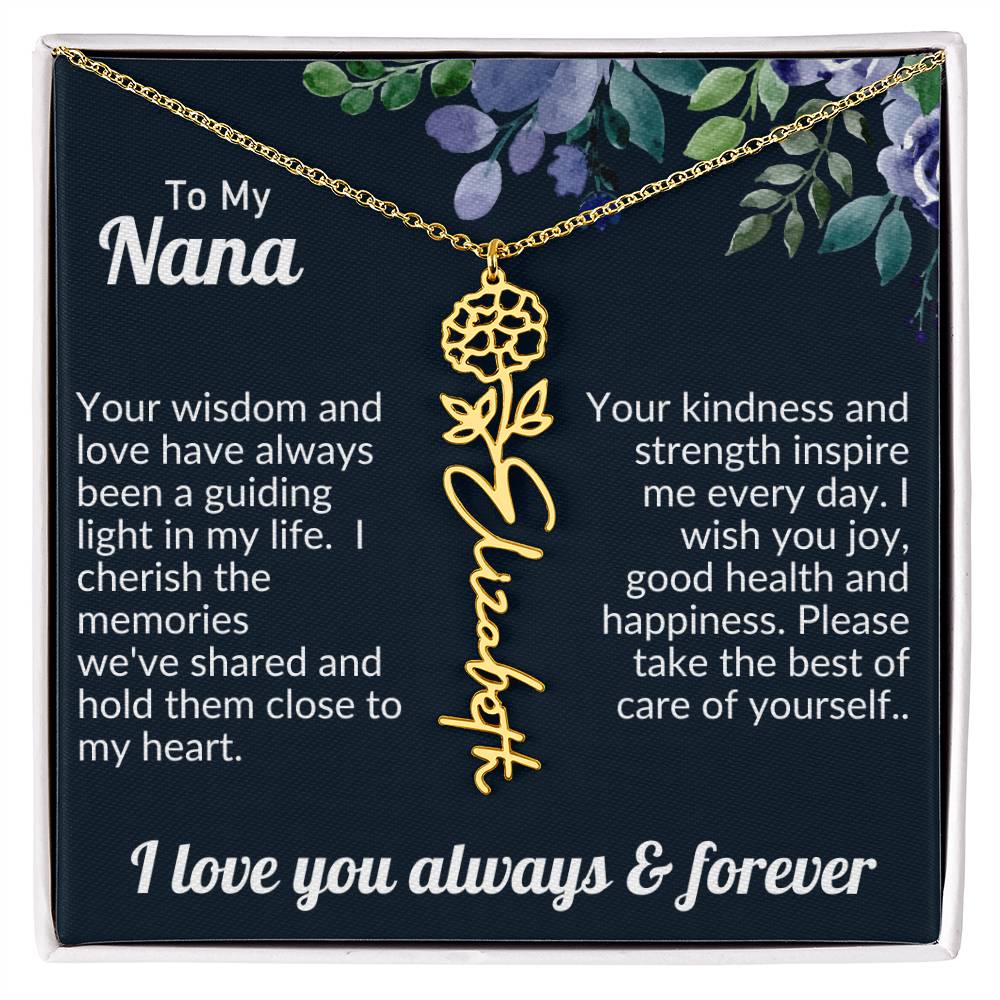 Personalized Flower Name Necklace For Nana