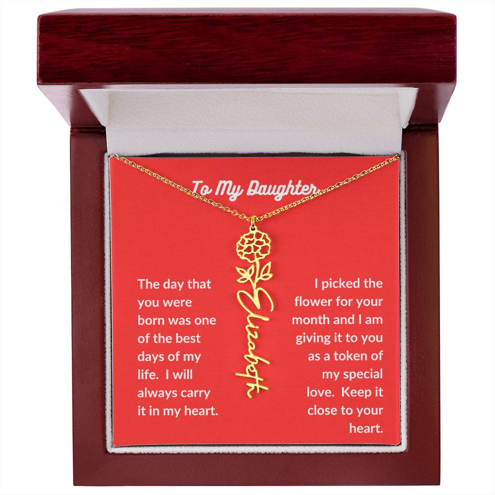 To my Daughter Flower Name Necklace - All Months