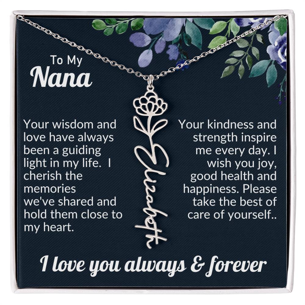 Personalized Flower Name Necklace For Nana