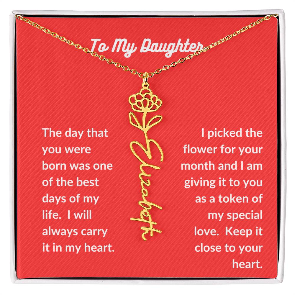 To my Daughter Flower Name Necklace - All Months