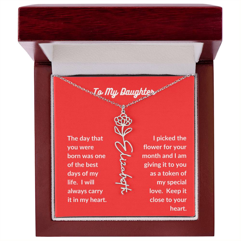 To my Daughter Flower Name Necklace - All Months