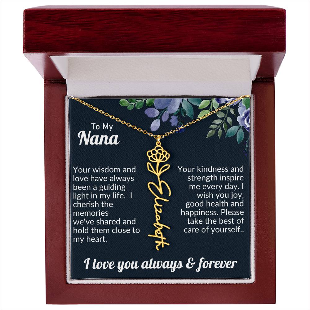 Personalized Flower Name Necklace For Nana