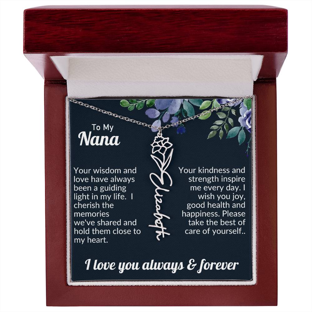 Personalized Flower Name Necklace For Nana