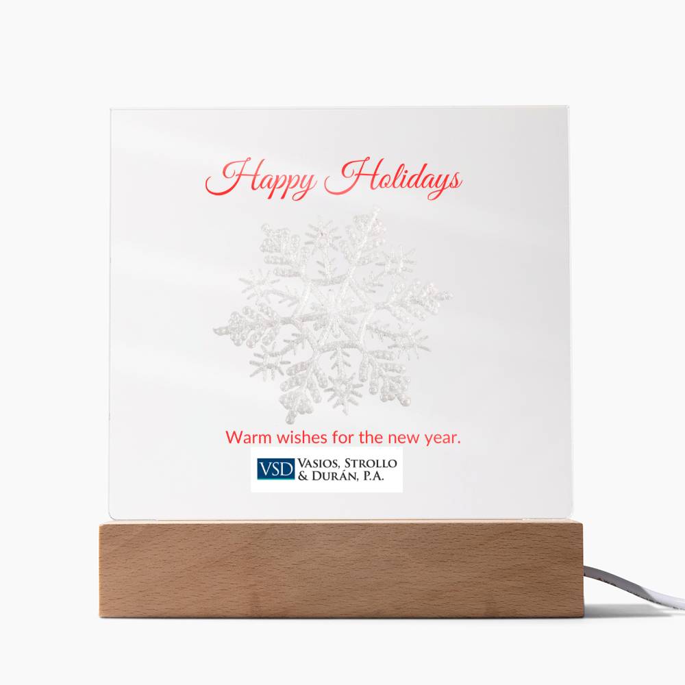 Happy Holidays Snow Flake  Acrylic Plaque - Sample