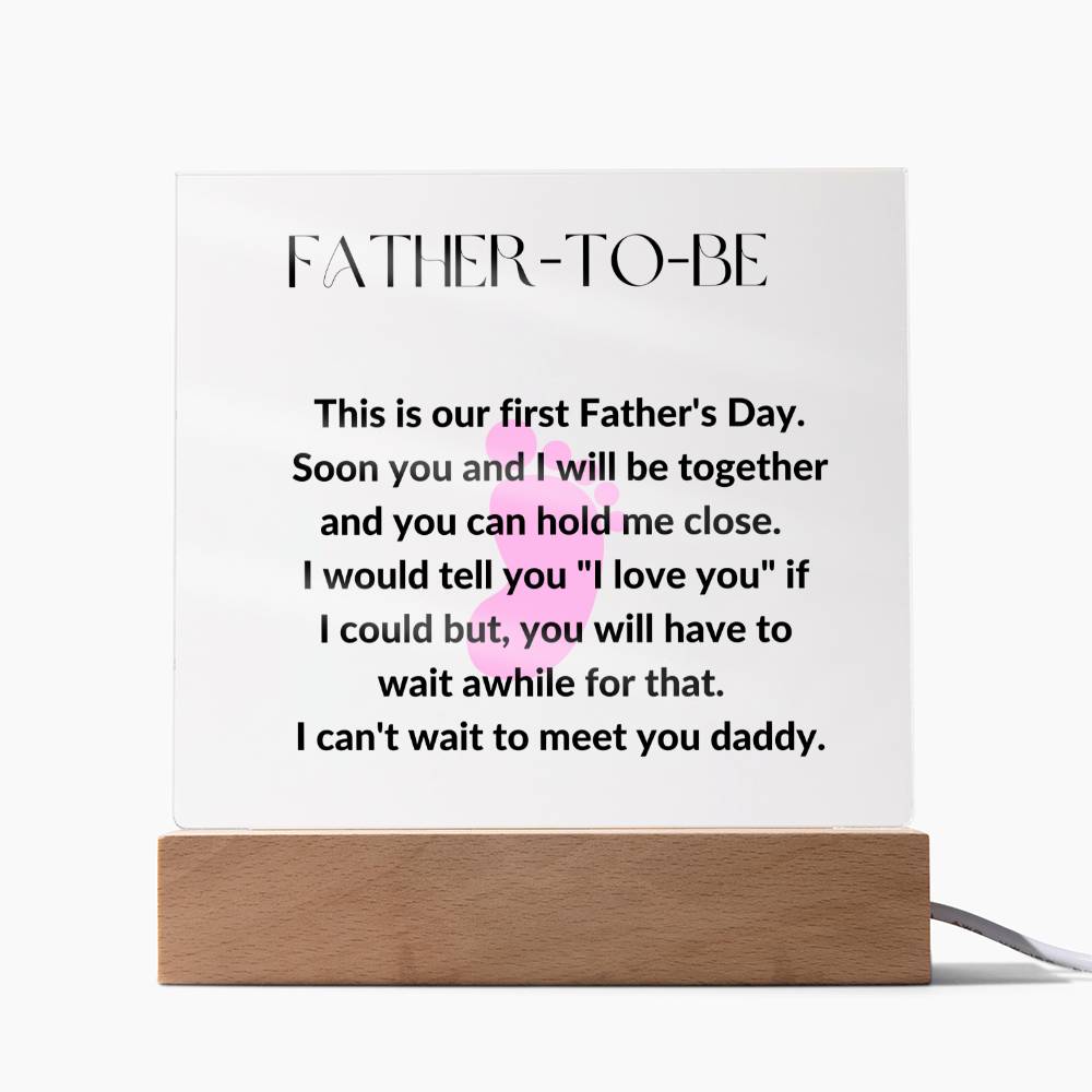 Father-To-Be Footprint Acrylic Plaque or Night Light - Pink