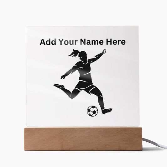 Lady Soccer Acrylic Plaque  Night Light