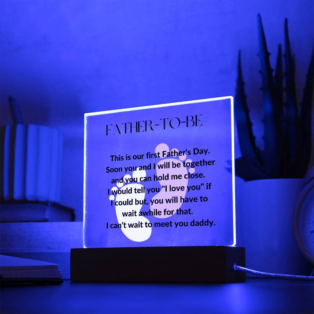 Father-To-Be Footprint Acrylic Plaque or Night Light - Blue & Pink