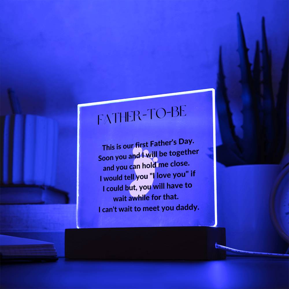 Father-To-Be Footprint Acrylic Plaque or Night Light - Pink