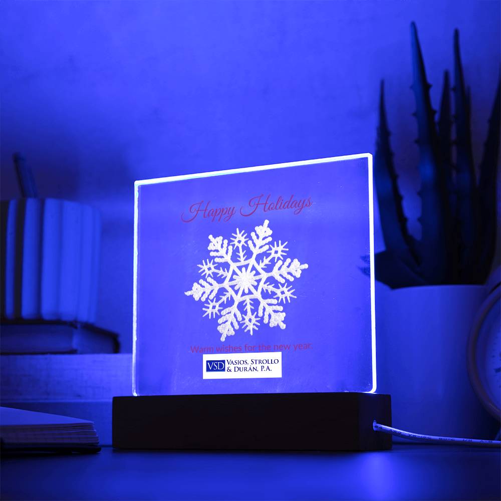 Happy Holidays Snow Flake  Acrylic Plaque - Sample