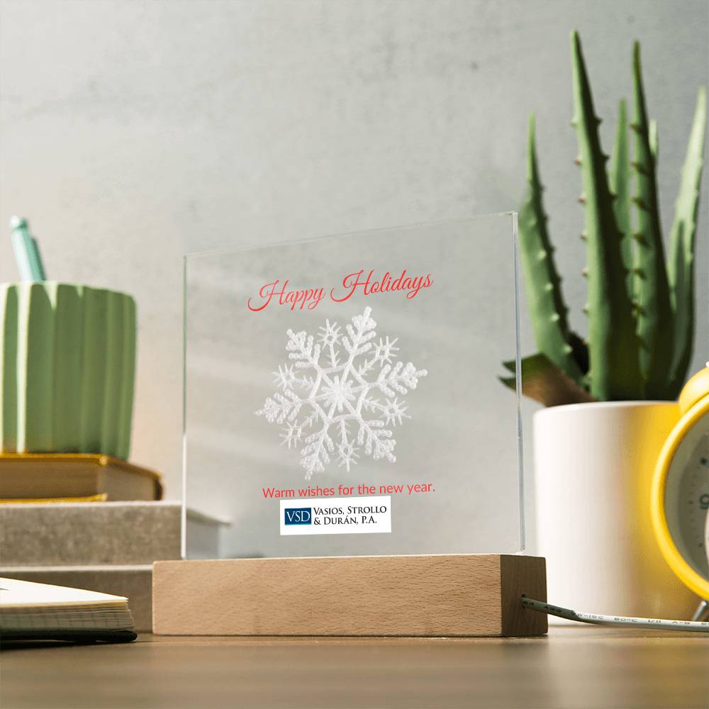 Happy Holidays Snow Flake  Acrylic Plaque - Sample