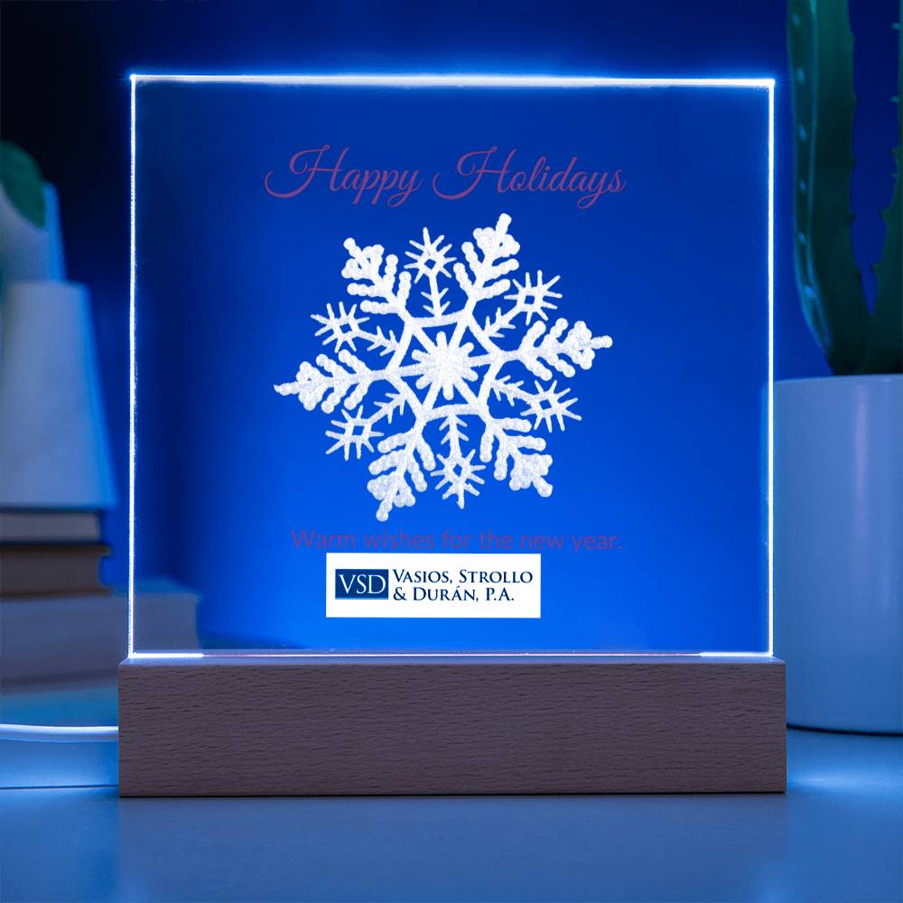 Happy Holidays Snow Flake  Acrylic Plaque - Sample