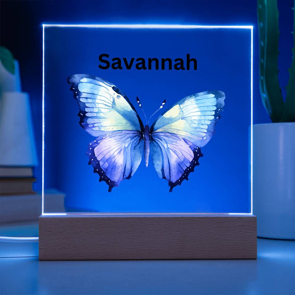 Personalized Multi-colored Butterfly Acylic Plaque Night Light
