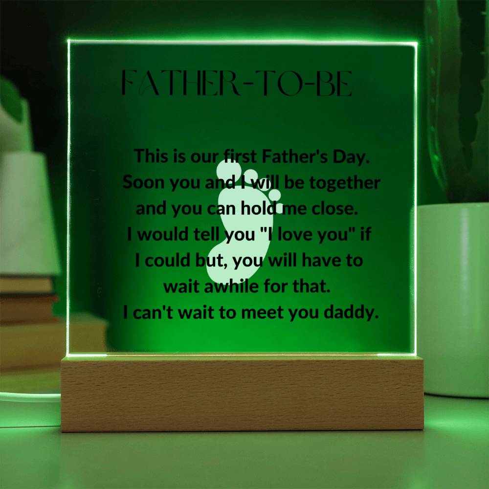 Father-To-Be Footprint Acrylic Plaque or Night Light - Pink