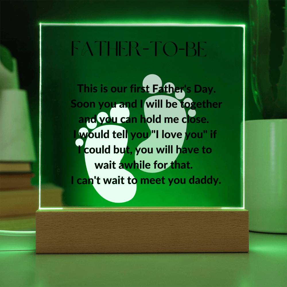 Father-To-Be Footprint Acrylic Plaque or Night Light - Blue & Pink