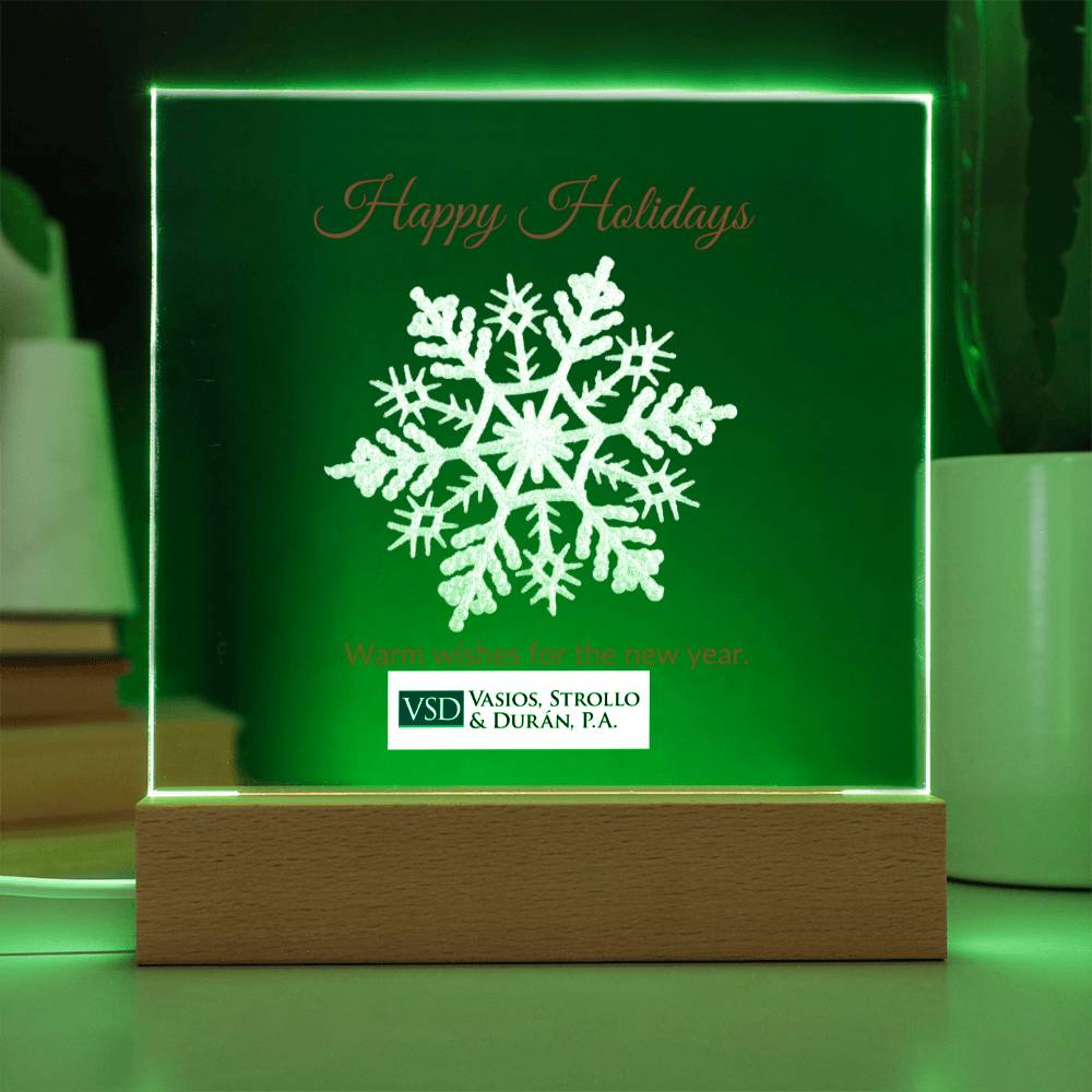 Happy Holidays Snow Flake  Acrylic Plaque - Sample