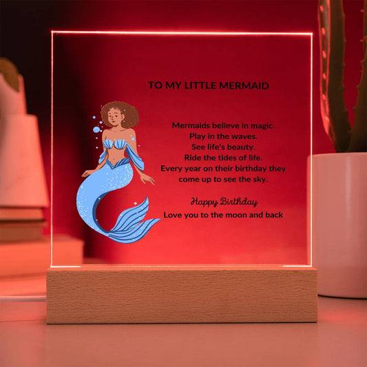 Mermaid Square Acrylic Plaque Night Light