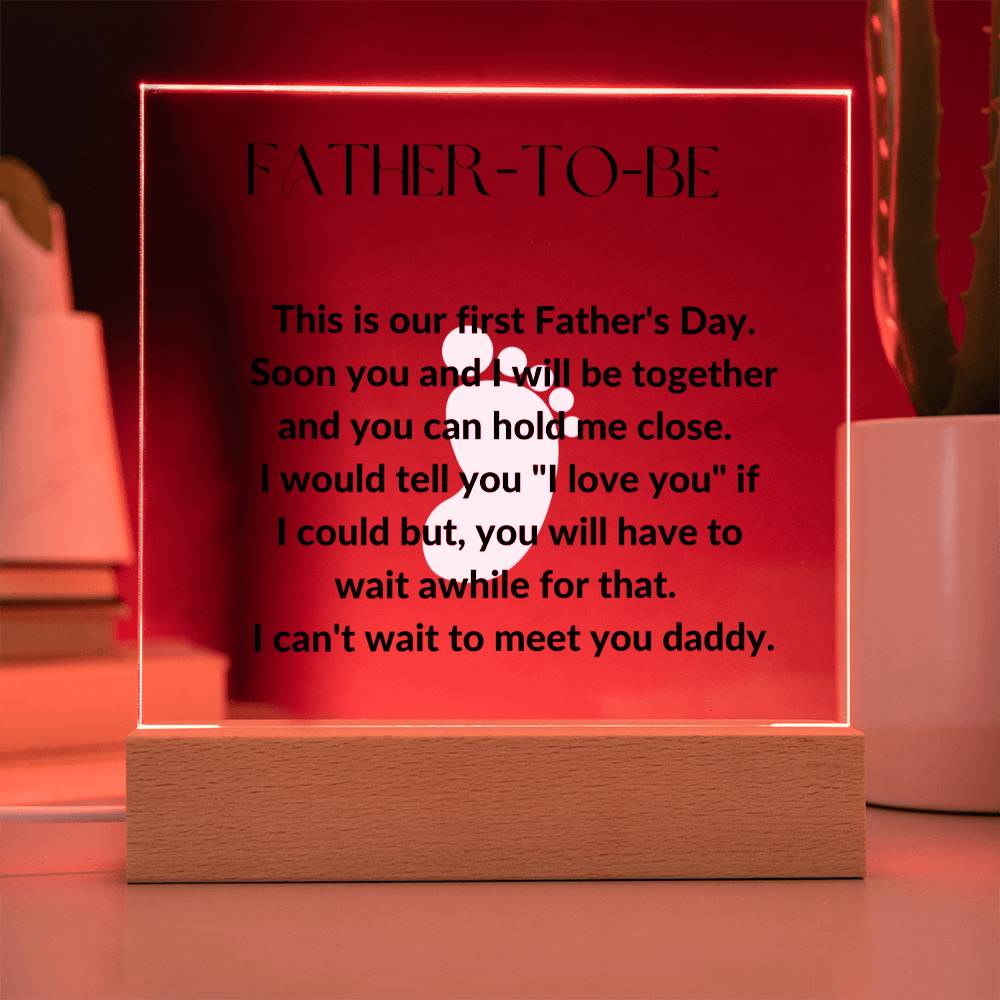 Father-To-Be Footprint Acrylic Plaque or Night Light - Pink