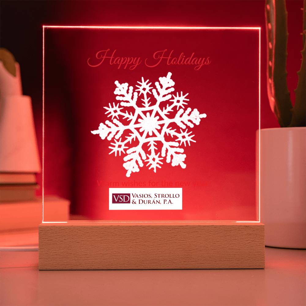 Happy Holidays Snow Flake  Acrylic Plaque - Sample