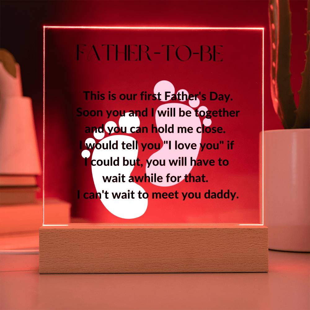 Father-To-Be Footprint Acrylic Plaque or Night Light - Blue & Pink