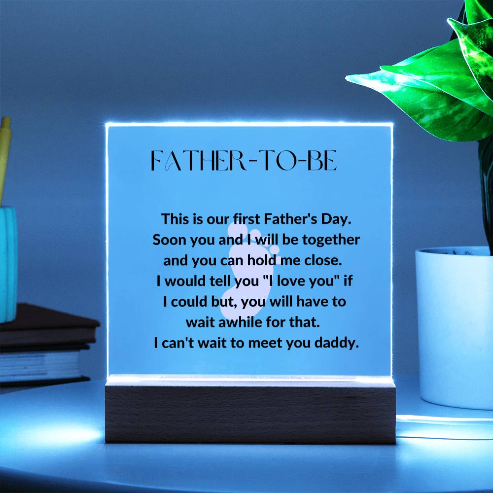 Father-To-Be Footprint Acrylic Plaque or Night Light - Pink