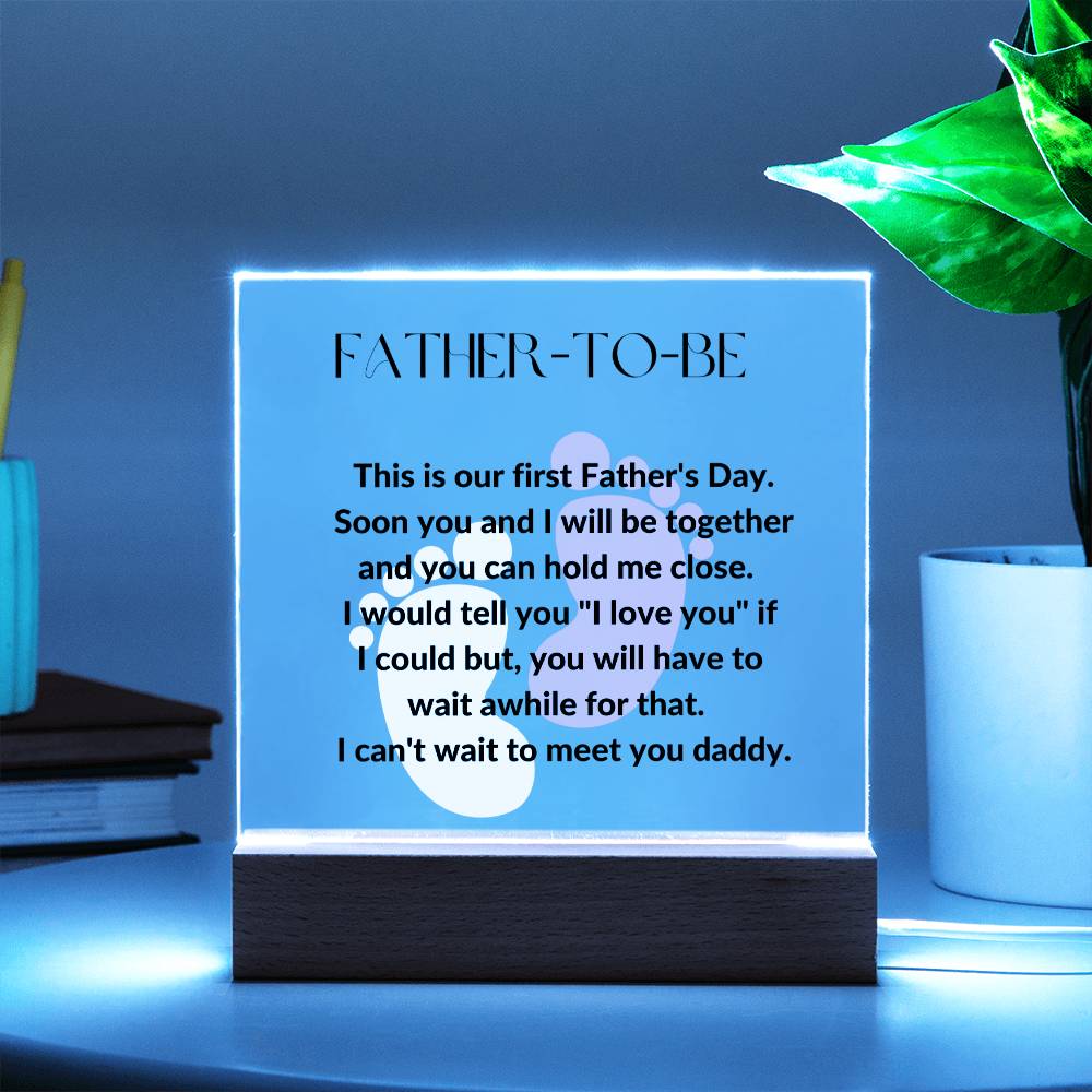 Father-To-Be Footprint Acrylic Plaque or Night Light - Blue & Pink