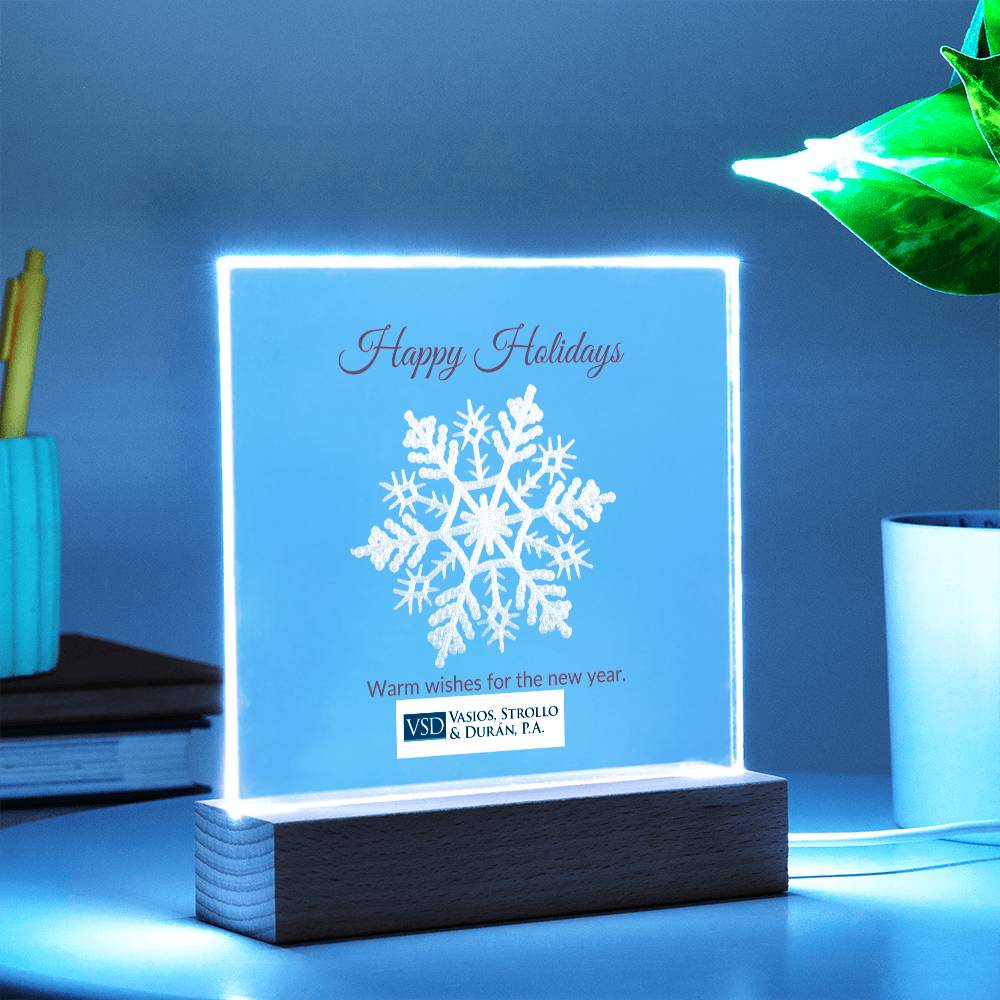 Happy Holidays Snow Flake  Acrylic Plaque - Sample