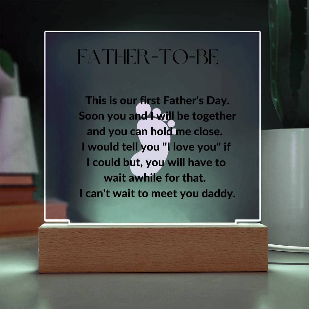 Father-To-Be Footprint Acrylic Plaque or Night Light - Pink