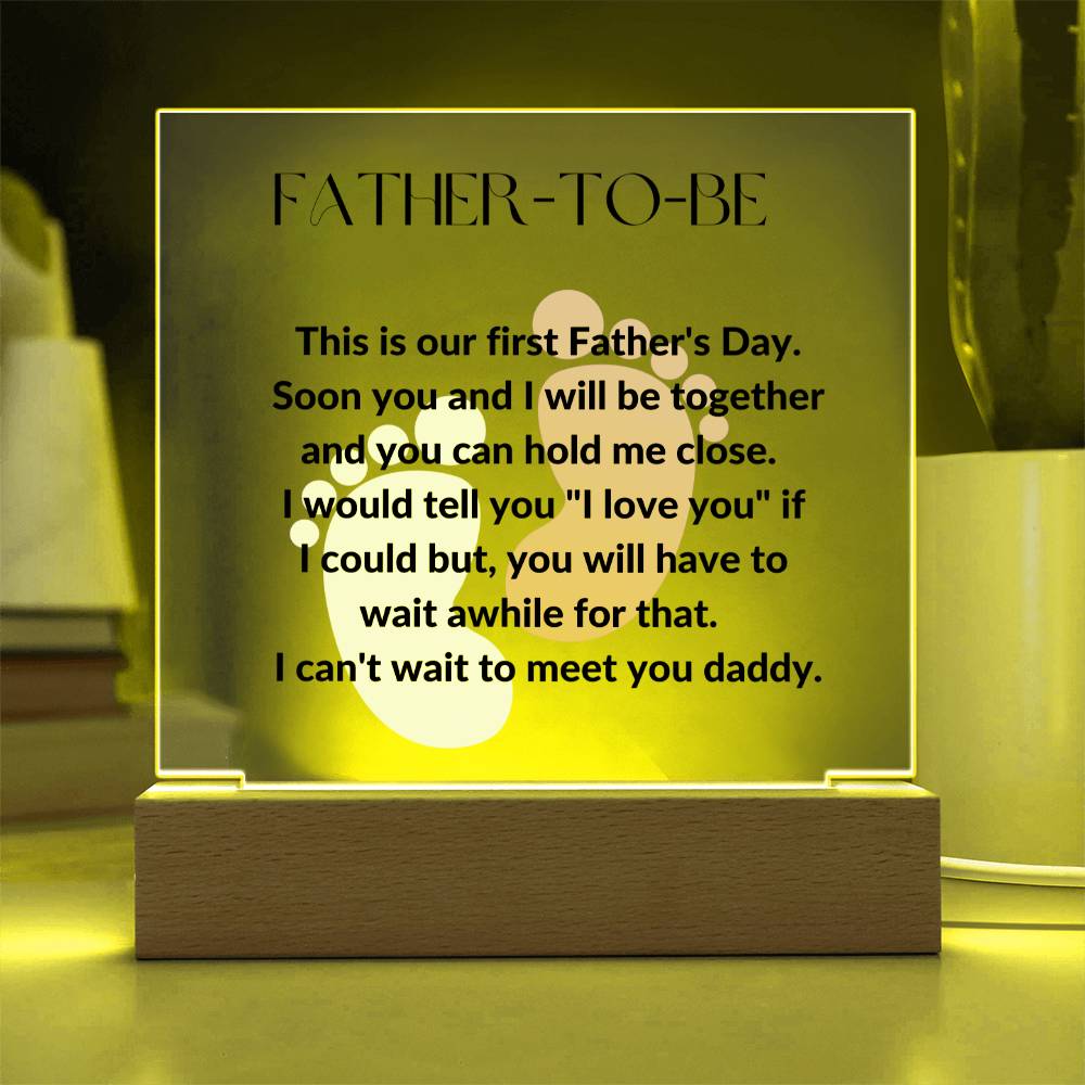 Father-To-Be Footprint Acrylic Plaque or Night Light - Blue & Pink