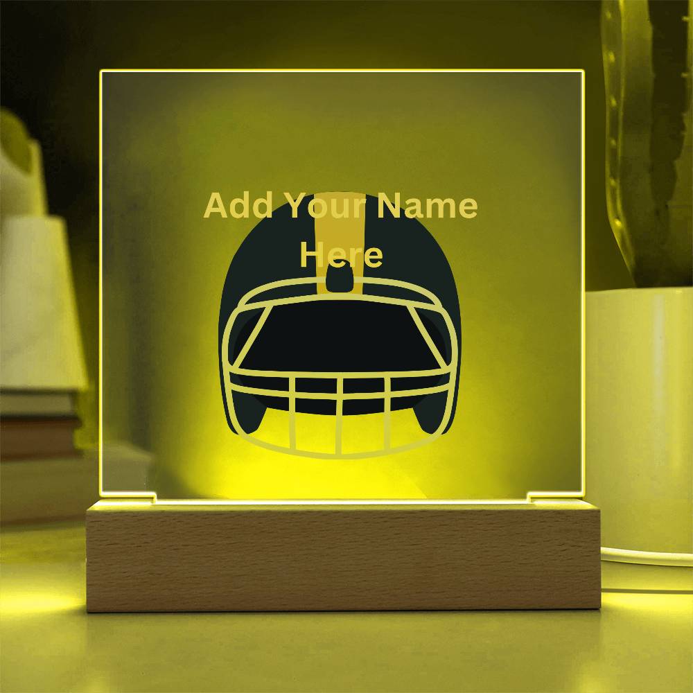 Personalized Football Helmet Acrylic Night Light Plaque