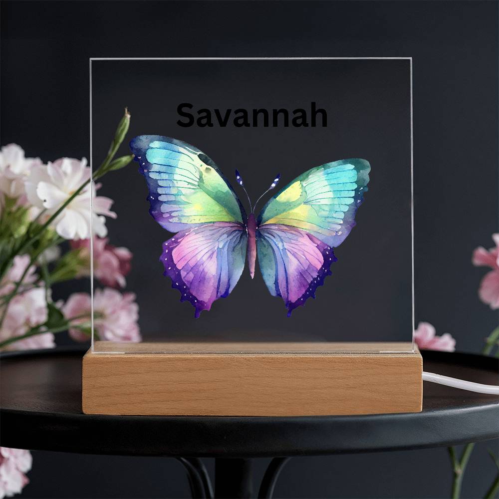 Personalized Multi-colored Butterfly Acylic Plaque Night Light