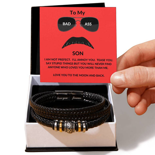 My Badass Son Love You Forever Leather Bracelet