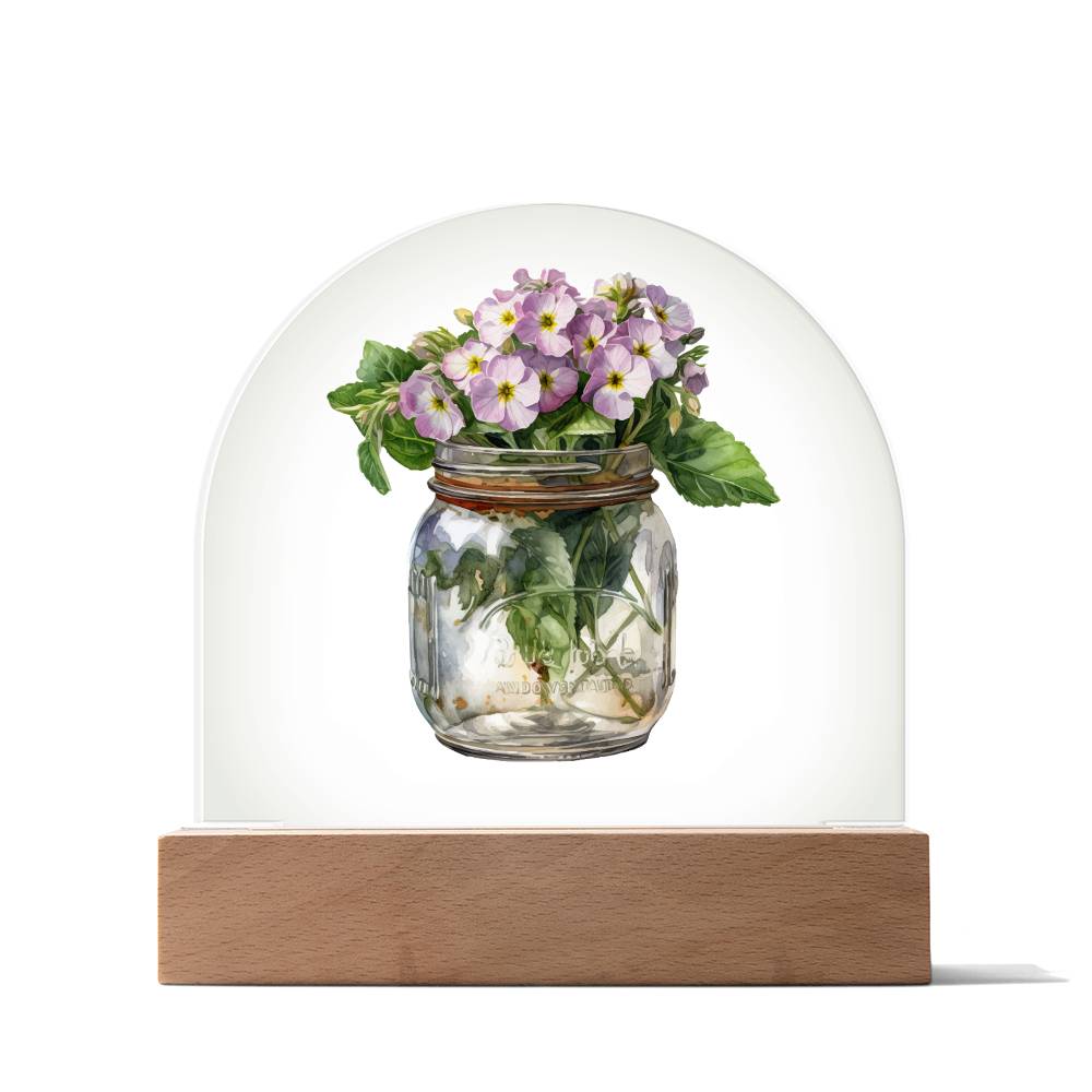 Periwinkle in a Jar Flowers In A Jar Forever Bouquet Domed Acrylic Plaque & Night Light