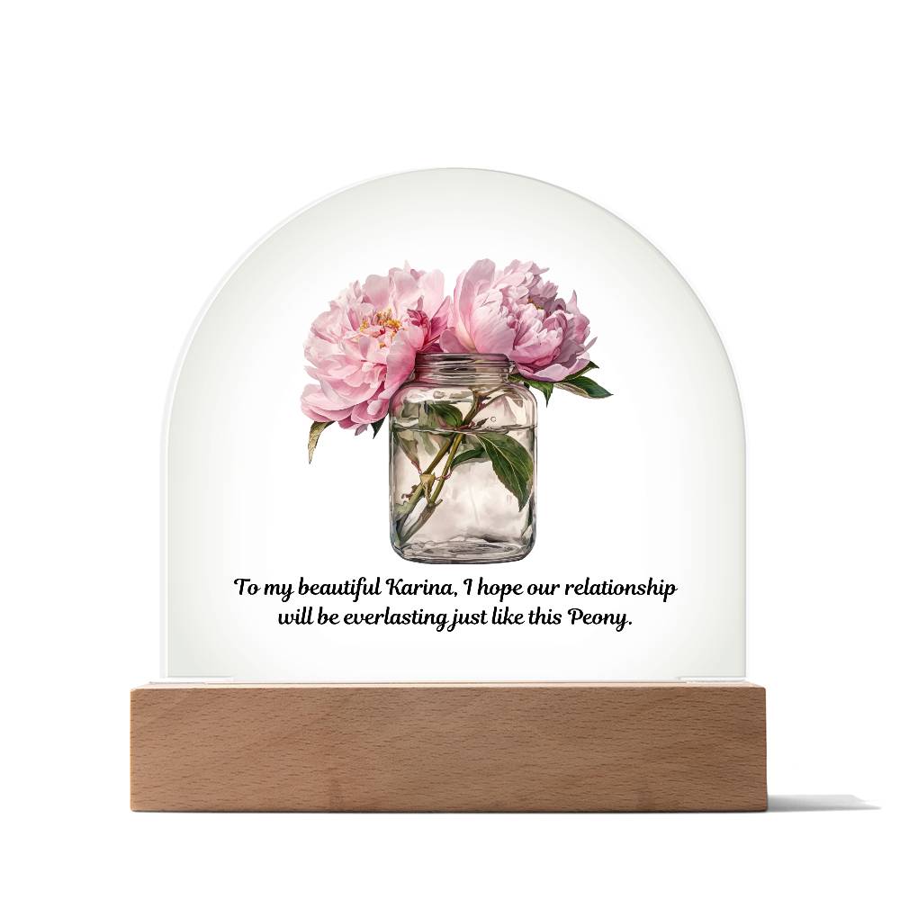 Peonys in a Jar Flowers In A Jar Forever Bouquet Domed Acrylic Plaque For Karina