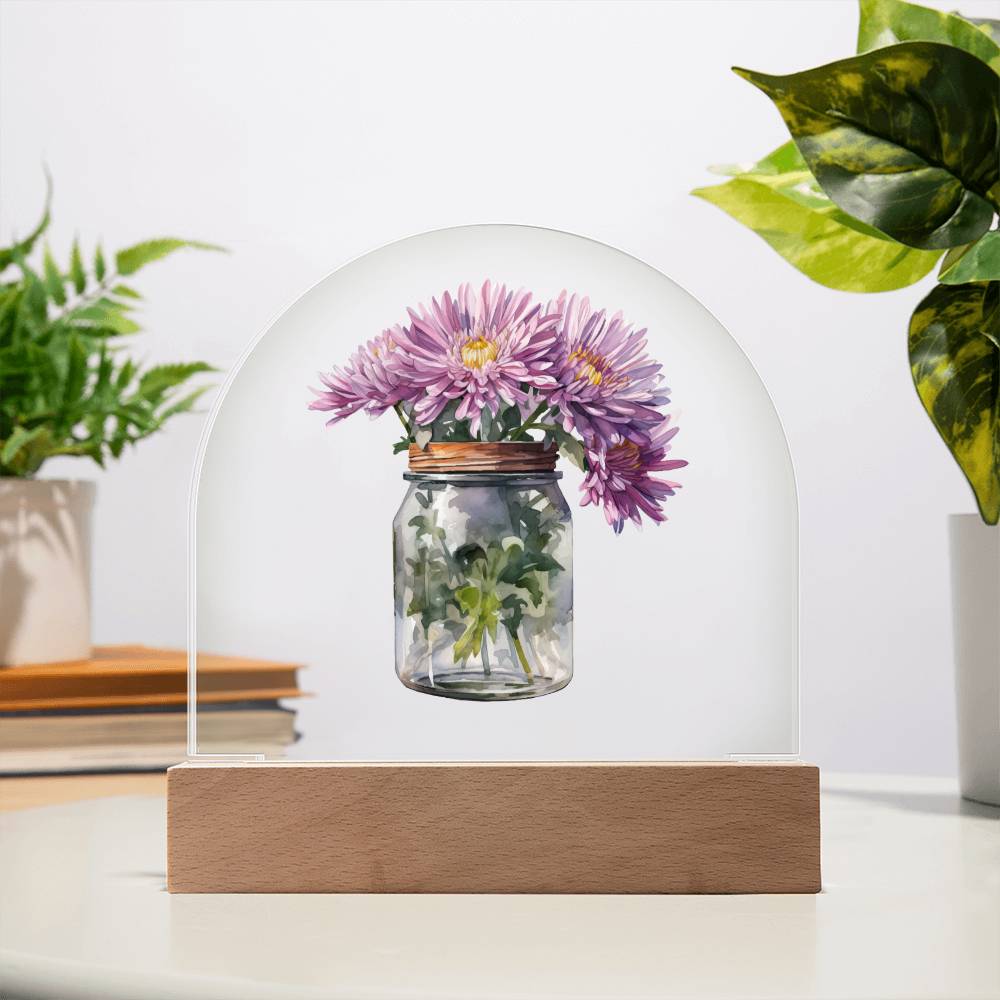 Asters in a Jar Flowers In A Jar Forever Bouquet Domed Acrylic Plaque & Night Light