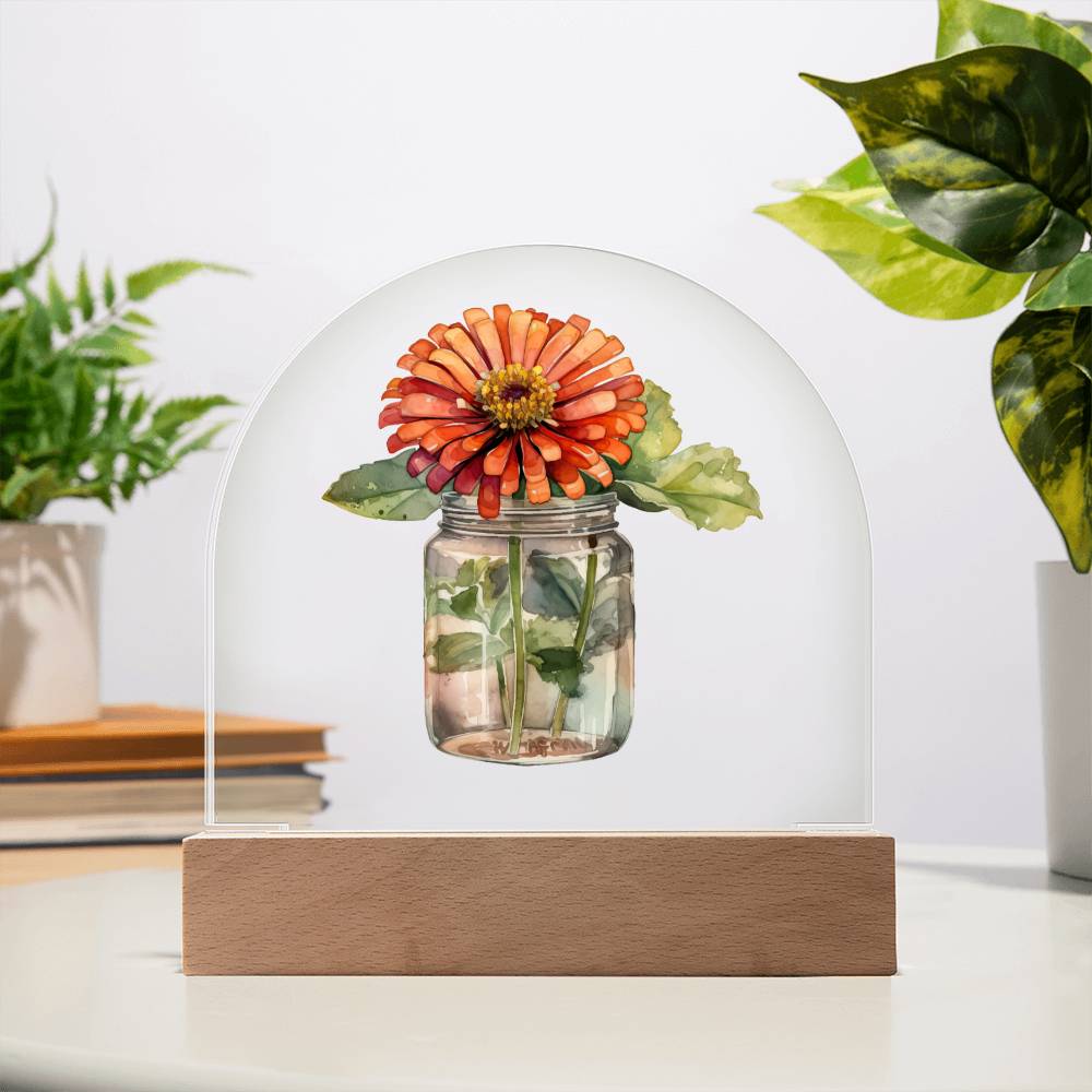 Zinnias in a Jar Flowers In A Jar Domed Forever Bouquet Acrylic Plaque & Night Light