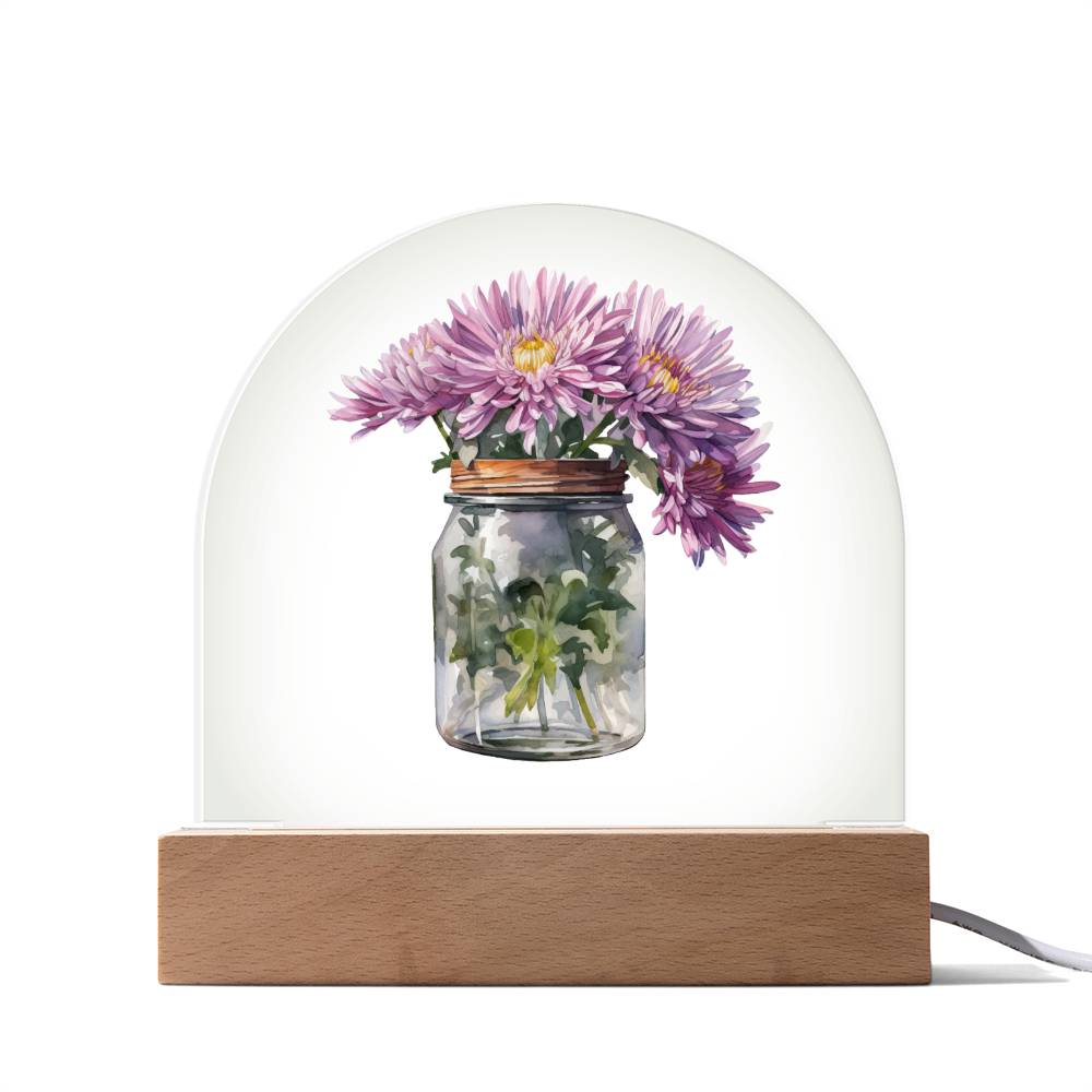 Asters in a Jar Flowers In A Jar Forever Bouquet Domed Acrylic Plaque & Night Light